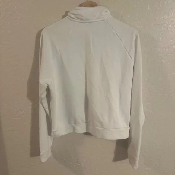 Puma White Long Sleeved Half Zip Pocketed Cropped Athletic Jacket - Picture 10 of 10